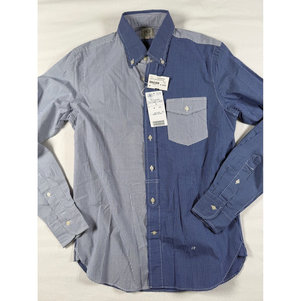 $149 NWT J. Press Mens Crazy Pattern Gingham Poplin Button Down Shirt Blue S New